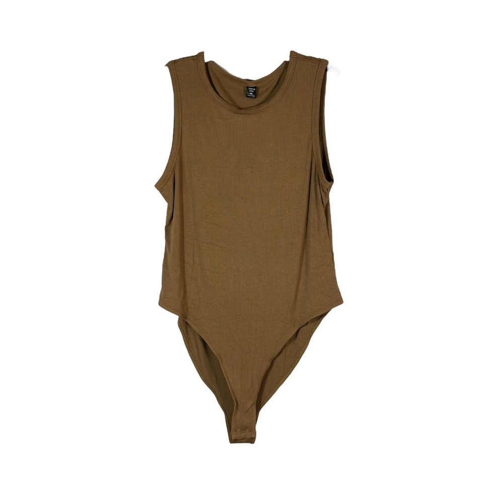 Shein Tan Ribbed Bodysuit w/ Snap Closure (Size 2X)